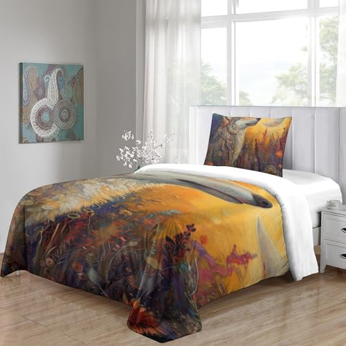 Housses de couettes 2 pièces loup 135x200 lit simple microfibre - 5