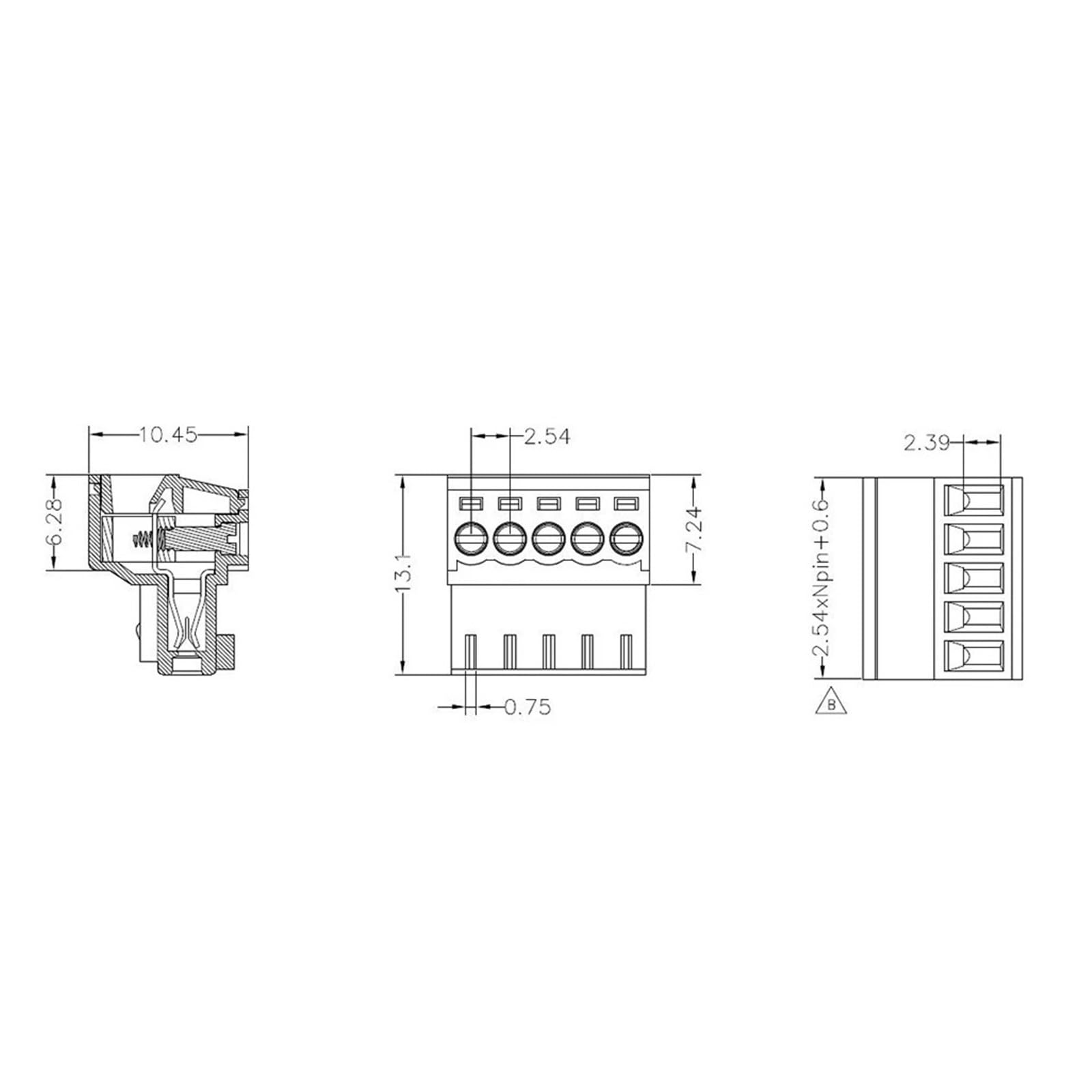 KF2EDGK-2.54 Steckbarer Leiterplattenklemmenblock 2P-12P 125V 4A 50 Stk