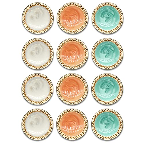 12 PCs Vintage Metall Knopfloch Schmuck Charms, DIY Kristall Schale Opal Button, Brosche Knöpfe, Fashion Dekoration für Kleidung Blazer Strick (20mm,Color01) Cover