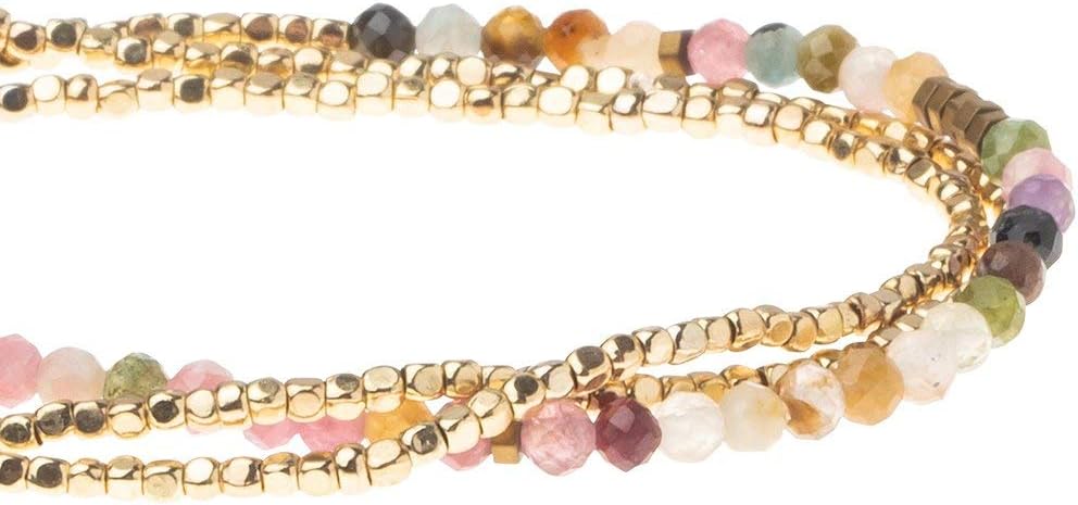 Scout Curated Wears - Women's Delicate Stone Wrap Bracelet & Necklace - Tourmaline/Gold - Stone of Healing