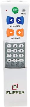 Flipper Big Button Universal TV Remote - Seniors, Elderly - Simple, Works TV & Cable - Favorite Channels - Learning - Supports IR Devices
