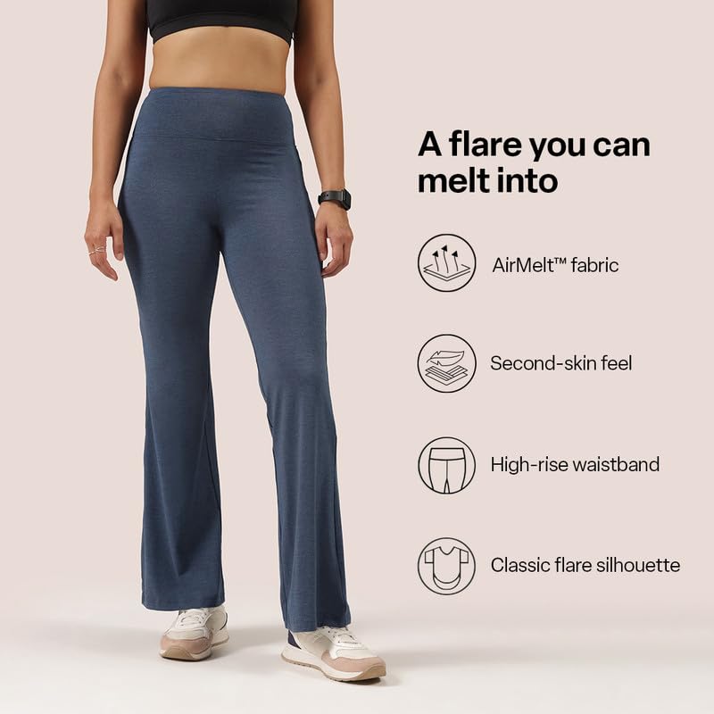 Image of BlissClub AirMelt Flare Pants - Lite | Flared Silhouette | Back Pocket| Weightless Fabric | High Rise Waistband, Tall (for Women Above 5'5)