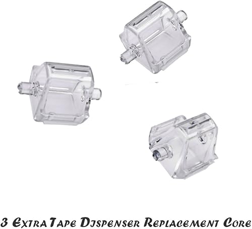 Miniatura 3 de Dispensador de cinta de escritorio, paquete de 2, base antideslizante, con 3 núcleos de repuesto adicionales para dispensador de cinta (cinta no