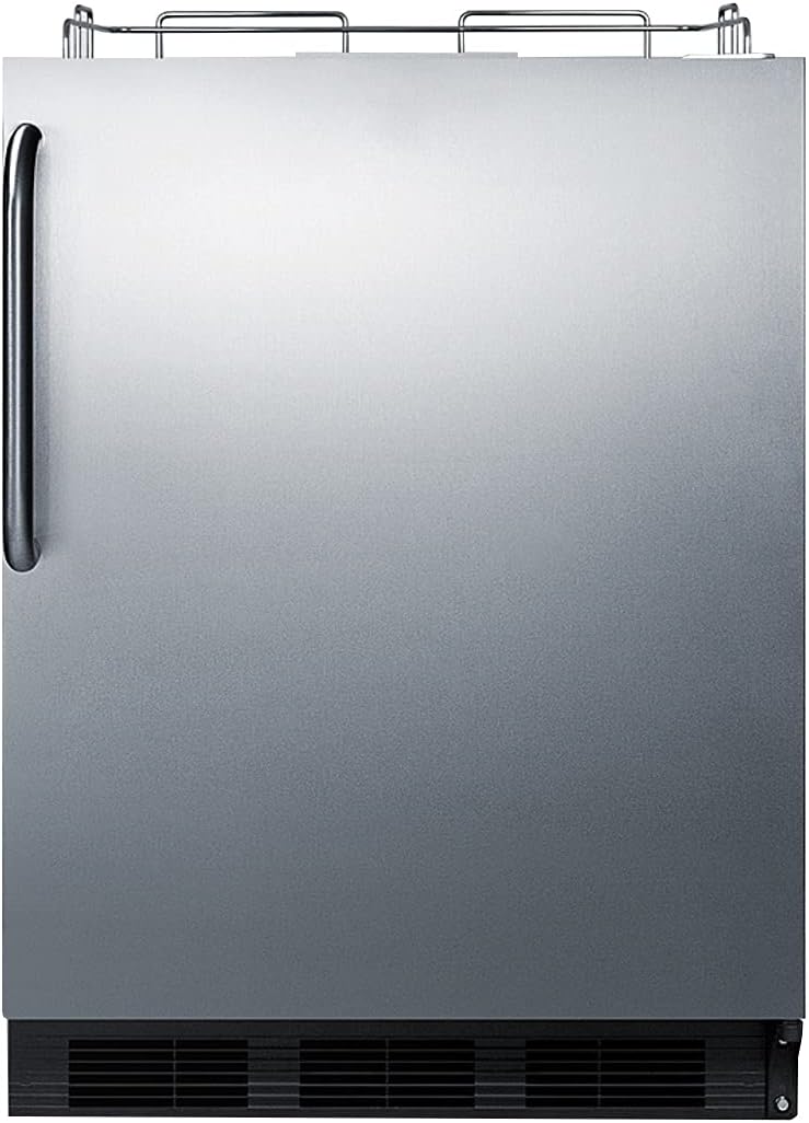 Summit Appliance SBC58BLBICSSADANK Built-In Undercounter ADA Height Commercially Listed Beer Dispenser with Stainless Steel Exterior, Auto Defrost, Adjustable Thermostat and Black Cabinet