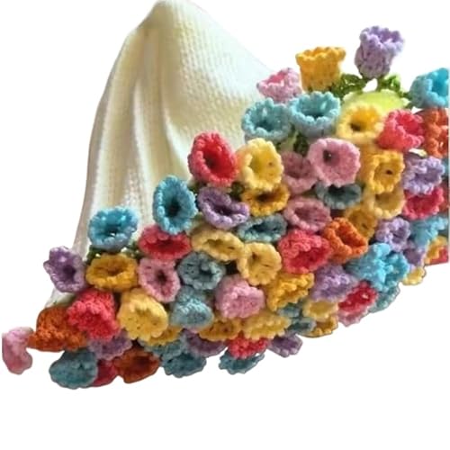 TUOYDJA Manta de Flores,Manta de Ramo Manta de Ganchillo de Lirio de los Valles de Siete Colores, Regalo Creativo DIY Terminado, 60 cm-90 cm(60cm)