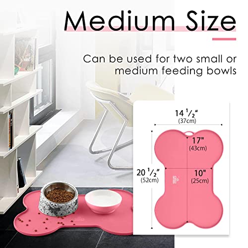 Super-Design-Dog-Food-Mat-Dog-Bowl-Mat-for-Food-and-Water-Silicone-Non-Spill-Cat-Feeding-Mat-Puppy-Placemat-Waterproof-205-x-145-Pink Super Design Dog Food Mat Dog Bowl Mat for Food and Water Silicone Non Spill Cat Feeding Mat Puppy Placemat Waterproof 205 x 145 Pink