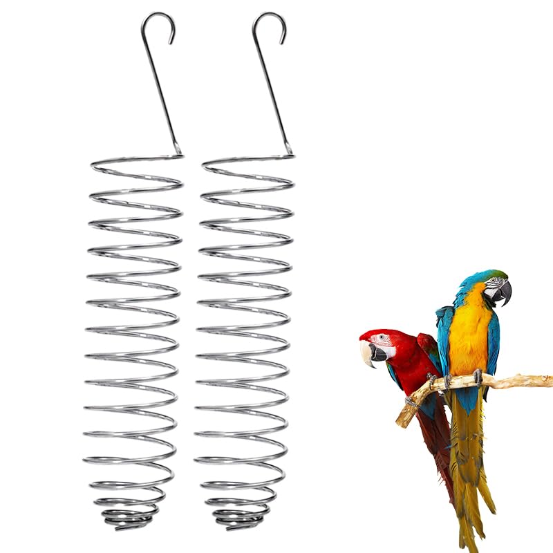 Comedouro suspenso espiral para aves em aço inoxidável Generic, para frutas, vegetais e cereais, Pacote com 2