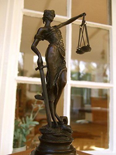 Antikas Sculpture Justice en bronze pour femme avec balances