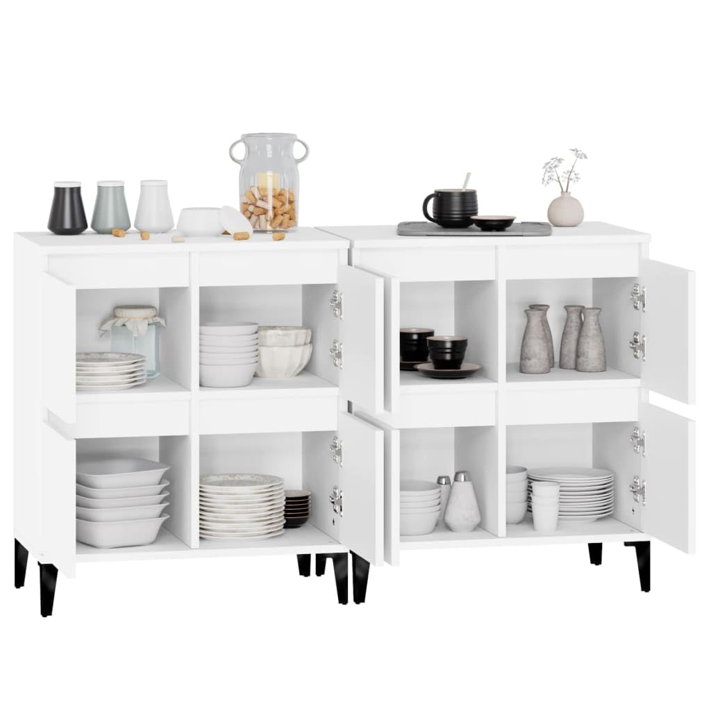 Fengshui Kredens zestaw 2 szt. biały 60 x 35 x 70 cm materiał drewnopochodny | 4 przegródki, dużo miejsca do przechowywania, łatwa w pielęgnacji, z uchwytem ściennym