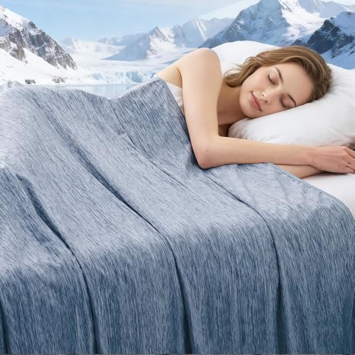Image of Cooling Blanket Twin Size, Cooling Blankets for Hot Sleepers, Absorbs Heat to Keep Body Cool for Summer Nights Sweats, Cold Blanket for Bed Couch Sofa, Ice Blanket 60x80 Inches, Navy