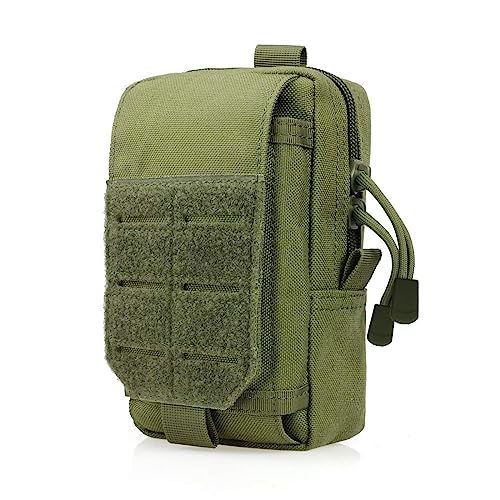 Bolsa táctica EDC, Molle multifuncional pequeña, organizador de gadget, soporte para teléfono móvil, bolsa de cinturón, camping, senderismo, ciclismo, escalada, con bolsa compacta (VERde)