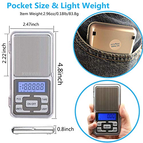 Wowohe Food Travel Scale Portable Scale Gram Capacity 500G Degital Kitchen Small Mini Scale Lab Measuring Scale High Precision Pocket Scale #TOP3