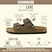 CUSHIONAIRE Lane Cork Footbed Sandals for Women – Comfortable Double Buckle Slip-On with Genuine Suede Footbed & Arch Support Slides for Women Footwear, BROWN 8