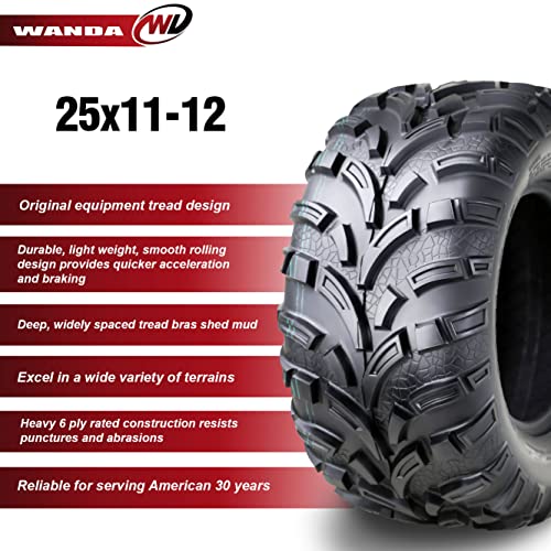 Image of WANDA One UTV /ATV Tire 25x11-12 25x11x12 /6PR P373 Lit Mud - 10253