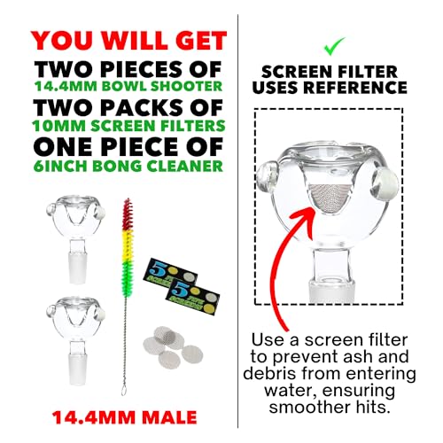 Image of OutonTrip Glass Shooter Bong Accessory - Male Shooter (14.4mm Bowl) - Pack of 2 | Durable & Easy to Clean for Water Pipes