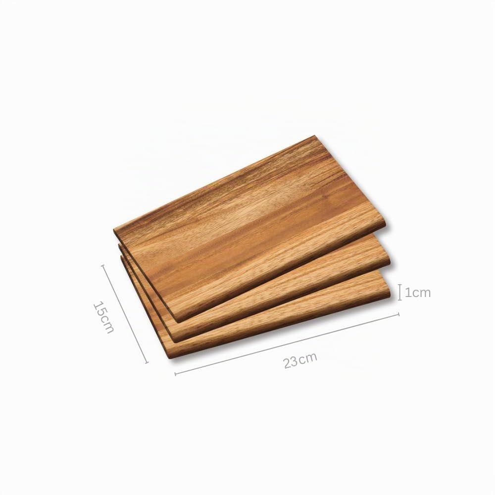 Kesper 28403 Acacia - Lote de 3 salvamanteles individuales, madera de acacia, 23 x 15 x 1 cm