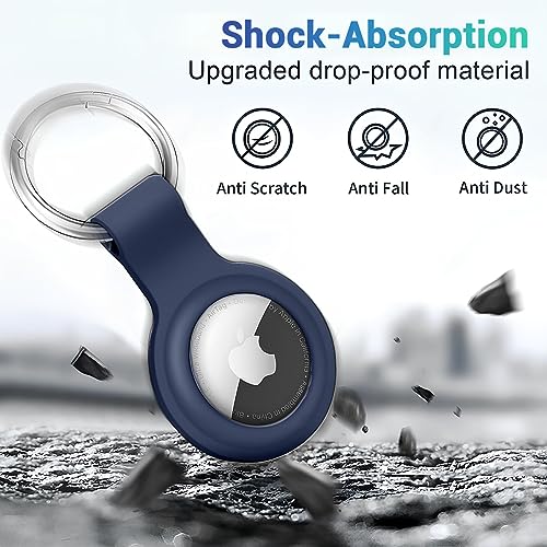 Image of LIRAMARK Airtag Case for Apple Airtags Silicone Case Protective Cover for Airtag Case Locator Tracker Anti-Lost Device Keychain Protection Sleeve (Blue)