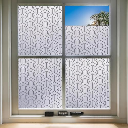 Image of WOO Home Frosted Glass Window Film & Stickers (18 X 72 INCH) Privacy Window Cover for Home & Office - Easy Apply, UV Protection, Removable Decorative Film (3D Diamond Film | 1.5 X 6 SQFT)