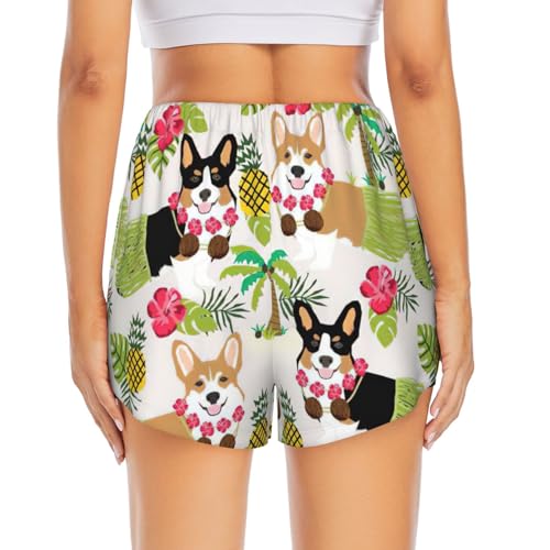 Short de running anti-irritation double couche imprimé Corgi noir taille M