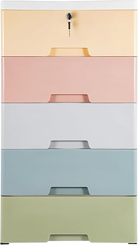 Miniatura 1 de Cómoda de plástico, armario de almacenamiento moderno, armario de almacenamiento alto con cerradura, cómoda de plástico para dormitorio, unidad