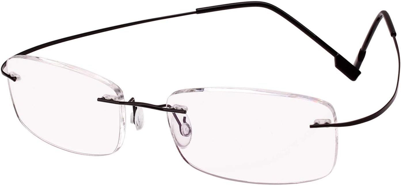 Agstum Memory Titanium Rimless Flexible Hingeless Reading Glasses ...