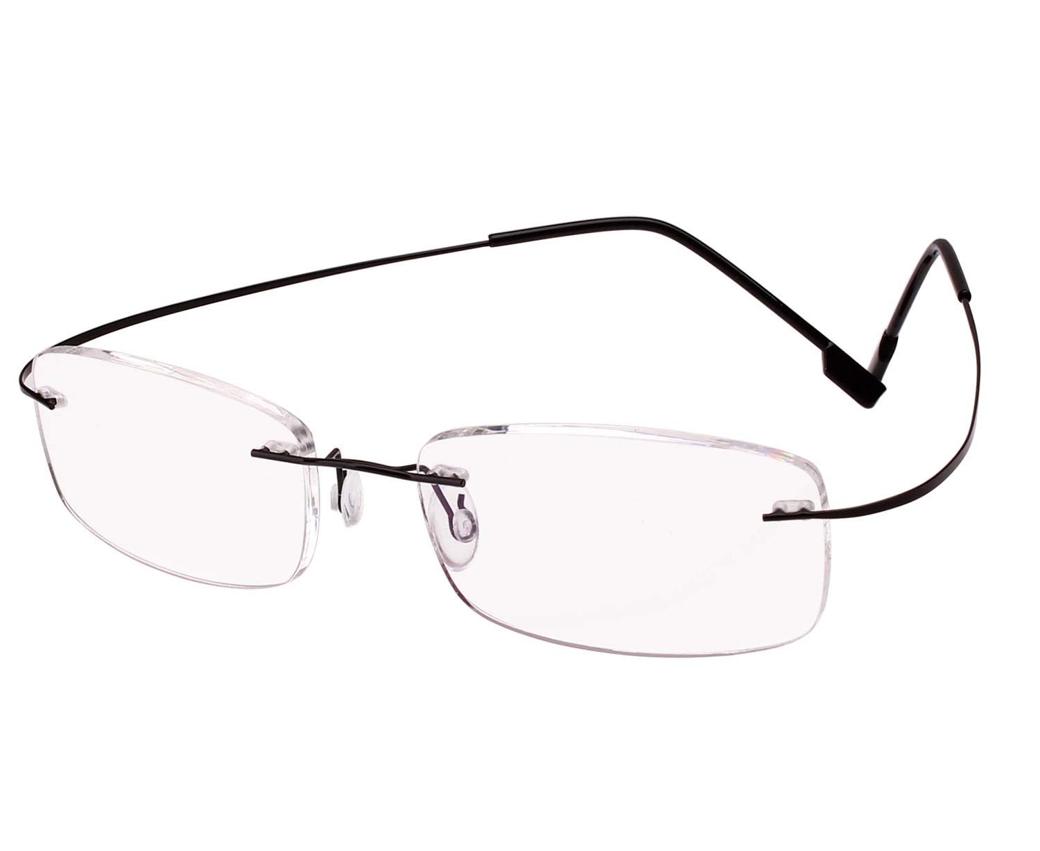 Agstum Black Memory Titanium Rimless Flexible Hingeless Reading Glasses (, +2.00)