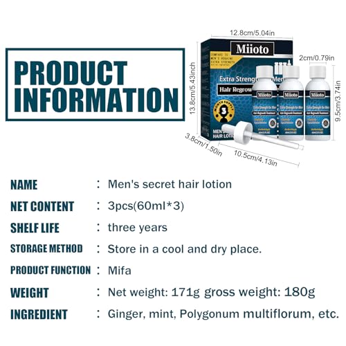 Miioto Anticaida Cabello Hombre, Serum Crecimiento Cabello, Crecimiento Cabello Mujer y Hombre, Serum Anticaida Pelo, Crece Pelo Rapido Previene la Caída del Cabello e Hidrata el Cuero Cabelludo,180ml