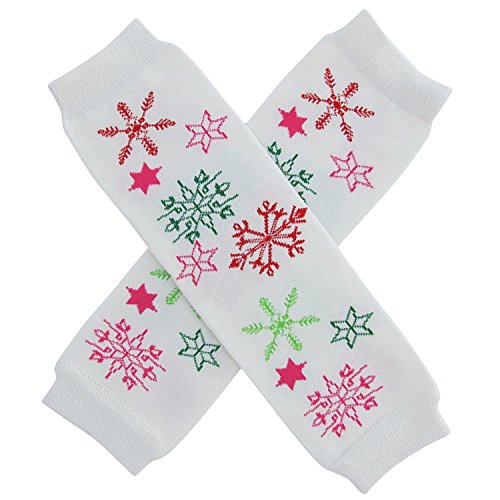 Christmas Holiday Winter Party Styles Leg Warmers - One Size - Baby, Toddler, Girl, Boy (Snow Snowflakes Cream (Ivory))