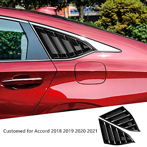 Dloveg Rear Side Window Louvers Compatible For Honda Accord 2022 2021 2020 2019 2018 Accesories Sport Style Air Vent Cover (Bright Black) #TOP3