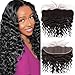 QTHAIR 10A Ear To Ear 13x4 Loose Deep Wave Frontal Closure Peruvian Hair(18",Natural Black) Peruvian Loose Deep Wave Frontal Closure Top Swiss Lace Frontal Closure With Baby Hair