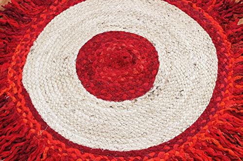 Tapis de chambre résistant forte circulation en coton jute rouge
