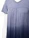 WT1085 Womens Dip Dye V Neck Short Sleeve Pleats Tunic Top L NAVY