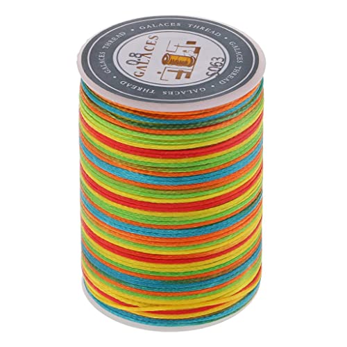 Hilo de coser de poliéster encerado de 0.8 mm, color arcoíris, 98 yardas miniatura 1