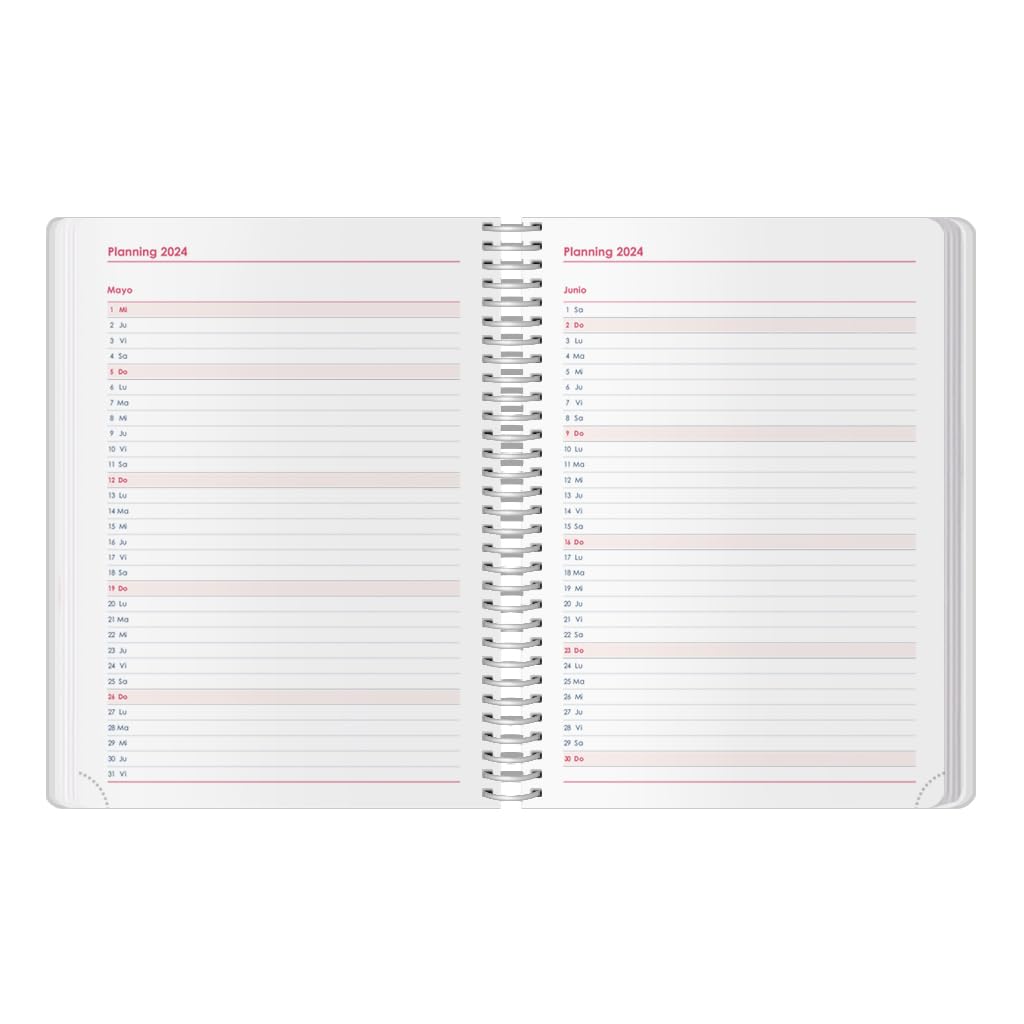 Q Kalon - Agenda 2024 January to December (12 months) - Day Page - A5 (15 x 21 cm) - Metallic spiral - Onyx - Image 4