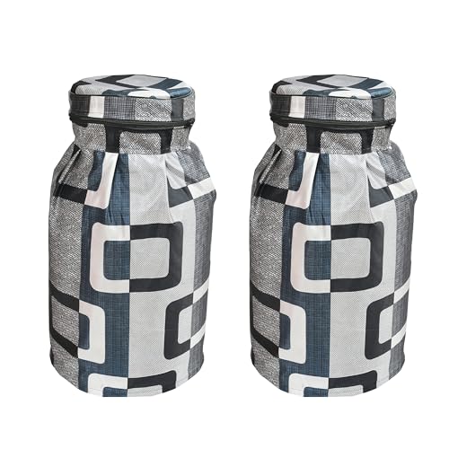 Image of Woah Cotton DustProof and Dustproof LPG Gas Cylinder Cover| Top Design Stain| Dust| DustProof PVC LPG Gas Cylinder Cover, Polyester Gas Tank Cover Fits StandardG (Pack of 1, Grey Box)