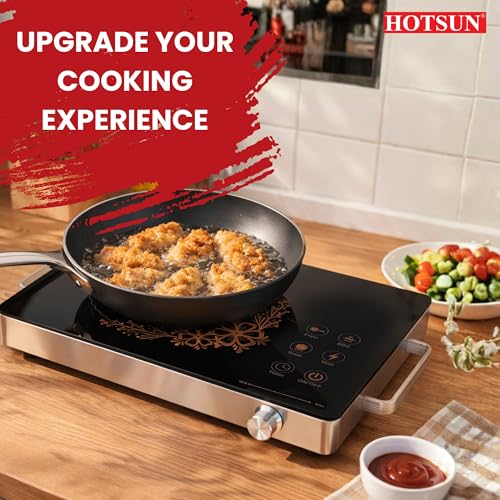 Image of HOTSUN Infrared Cooktop 2200W | Touch Control Panel | Timer & Boost Mode | Child Safety Lock | Fast & Even Heating | Compatible with Glass, Stainless Steel, Aluminium & Ceramic Flat Utensils
