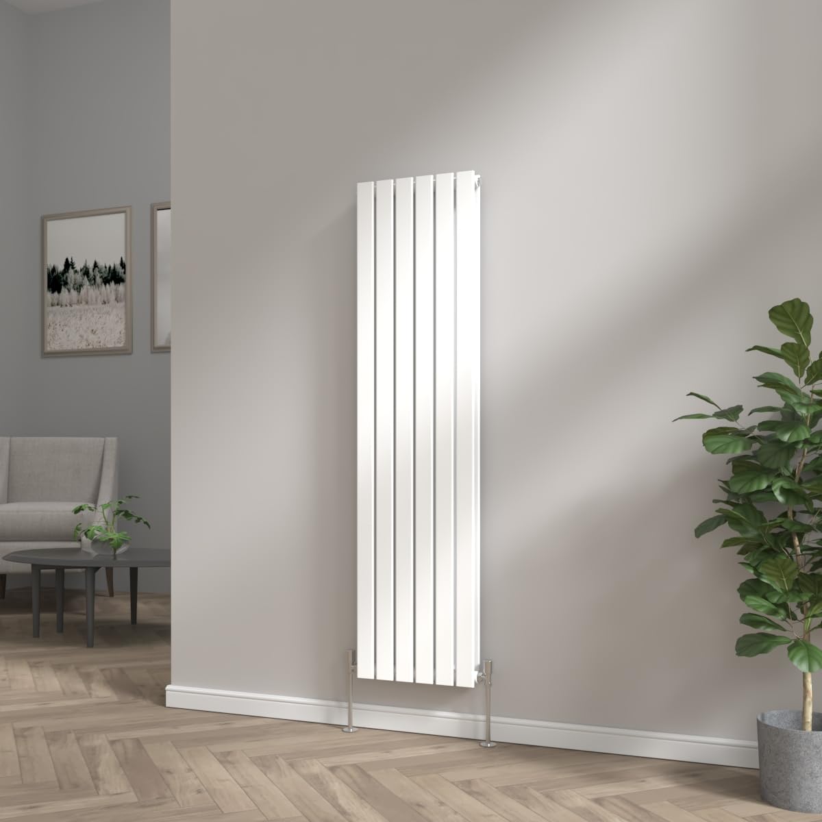 NRG 1600 x 408mm Bathroom Vertical Radiator Gloss White Double Flat Panel Tall Upright Central Heating Rad