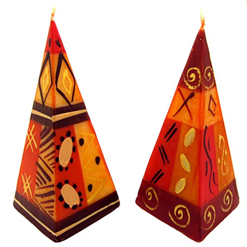Set of Two Hand-Painted Pyramid Candles - Bongazi Design - Nobunto