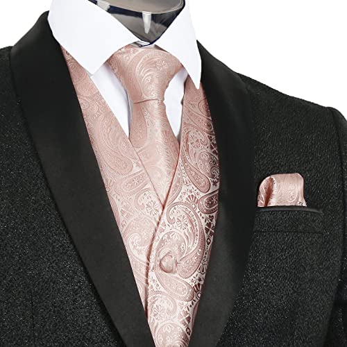 Alizeal Mens 5pcs Paisley Suit Vest Classic Jacquard Button-Down Waistcoat Set2