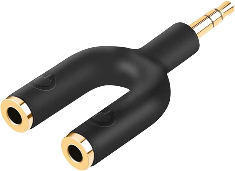 CableCreation Headphone Splitter Adapter, 3.5mm Y Jack Splitter Adaptor | Male to 2 Port 3.5mm Female Adaptor Compatible with Headset, Earphone, iPhone, iPad, iPod,Tablets, MP3 Players&More, Black