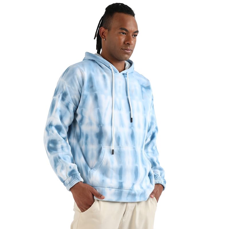 Image of CAHOOT Men's Dark Blue Zip-Front Hoodie with Contrast Drawstring for Casual Wear | Long Sleeve | Hooded Neck | Zipper Closure | Cotton Sweatshirt Crafted with Comfort Fit for Everyday Wear