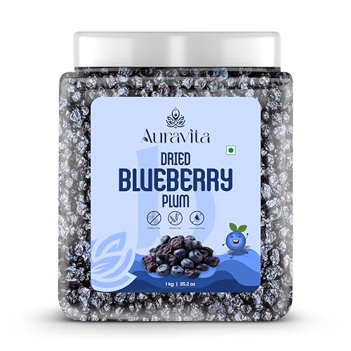 Image of Auravita Premium Dried Blueberry Plum 1kg | Whole & Naturally Sweet | Ideal for Baking, Toppings & Snacking Jar Pack Of 1