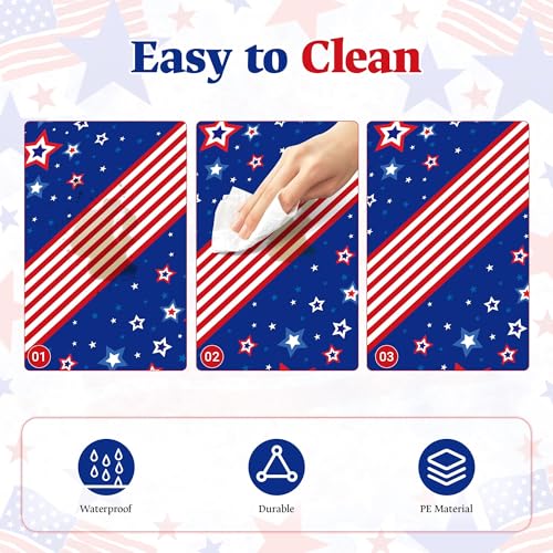 Image of Childom 3 Pack Patriotic Tablecloths 54 inchx108 inch Disposable American Flag Tablecloth for 4th of July Decorations, Memorial Day Decorations,Fourth of July Party Supplies,Red White and Blue Decorations