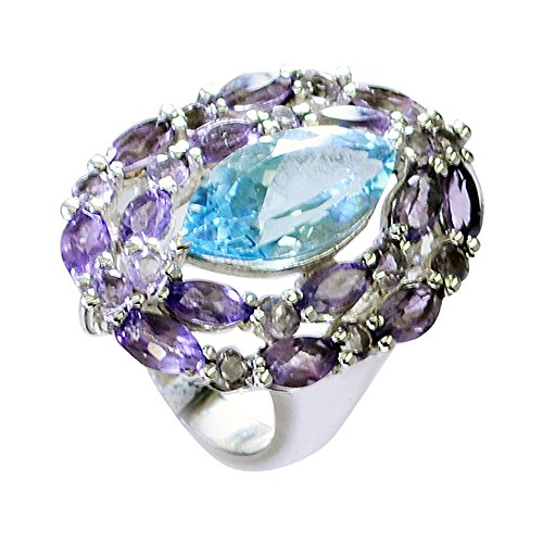 Bague de fiançailles grappe argent avec pierres multicolores pour sublimer vos soirées