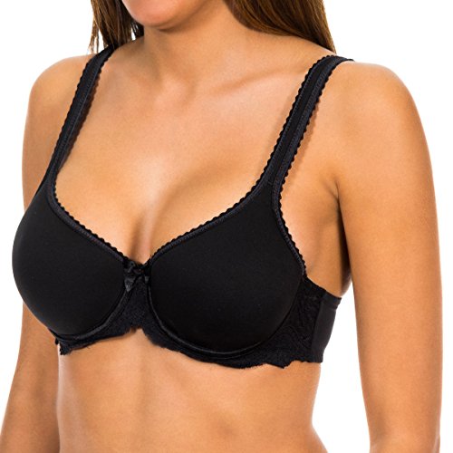 Playtex Sujetador preformado con foam con aros de microfibra transpirable Mujer x1, Negro, 80C