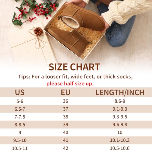bebealy Suede Mini Boots for Women Winter Fuzzy Snow Boots Short Ankle Boot with Fur Lined, Black EU 38 by bebealy - Image 8