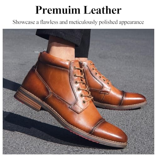 Image of Arkbird Men's Dress Boots Genuine Leather Cap Toe Ankle Boot with Side Zipper for Casual Business Formal Wear