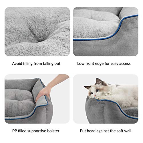 Bedsure Small Dog Bed For Small Dogs Washable - Cat Beds For Indoor Cats, 20 Inches Rectangle Cuddle Puppy Bed With Anti-Slip Bottom, Grey #TOP4