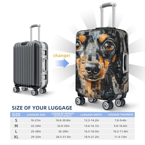 Newspaper Cuttings Collage Dachshund Elastic Travel Luggage Covers Dustproof Scratch-Resistant Suitcase Protector Fit 22-24 Inch3