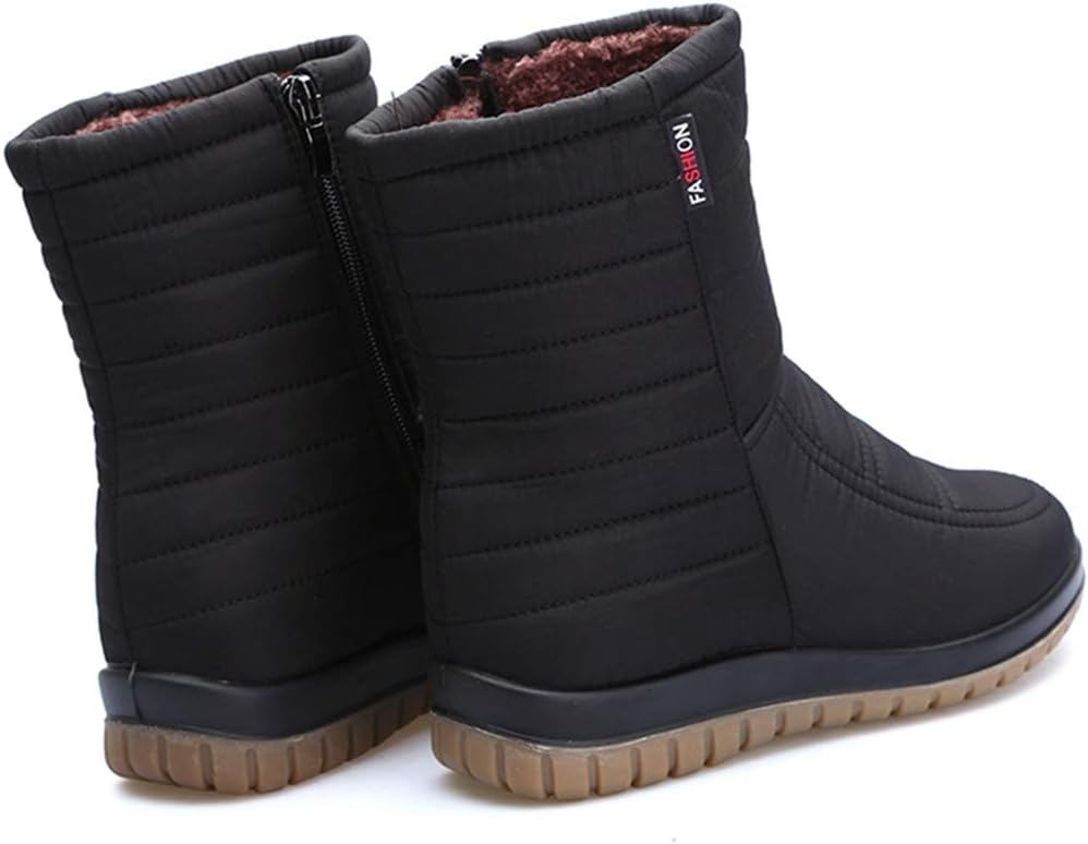 MIOKE Women's Winter Waterproof Rain Snow Ankle Booties Warm Fur Zipper Anti-slip Outdoor Snow Short Boots